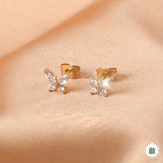 18K Gold Plated Butterfly Stud Earrings For Women Girls Birthday Christmas Mother's Day Gift