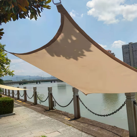 1 Pack Sun Shade Sail Rectangle, UV Block Sunshade Fabric For Patio Deck Yard Backyard Outdoor Facility And Activities, Beige, 6.5'x8.2'